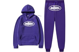 NIUHE Homme Survêtement Loisirs Ensemble De Jogging Bateau à vapeur Imprimé 2 Pièces À Capuche Veste avec Capuche Et Poches Pantalon De Sport Sweat À Capuche