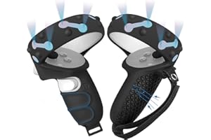 Vakdon Housse de Protection complète pour contrôleur Tactile pour Quest 2 Couverture d'anneau en Silicone Poignée Anti-Projection Manchon de Protection Accessoires avec dragonne réglable (Noir)