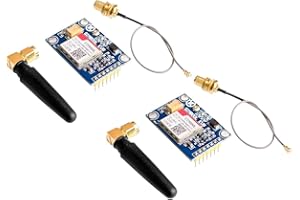 TECNOIOT 2pcs SIM800L V2.0 5V Wireless GSM GPRS Module Quad-Band with Antenna Cable Cap