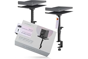 Sprenger Audio Soporte para Altavoz con Montaje de Escritorio – Inclinable ±20°, hasta 28 kg – con Absorbedor de Espuma – Robusto – para Estudio, Escritorio & DJ - Negro