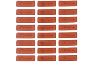 Houhounb PU Leather Labels Handmade Tags Rectangle Sewing Clothing Labels Embossed Tag Embellishment Knitting Labels with Holes for DIY Clothing Sewing Decoration 5 x 1.5 cm 3 Styles