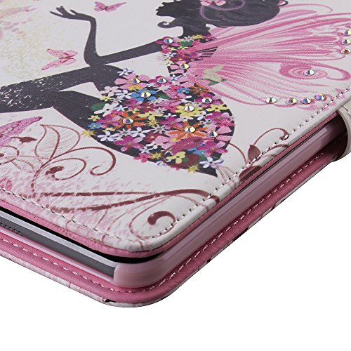 iPad mini Schutzhülle – Felfy Ultra Slim Flip Leather Case für / Apple iPad mini mini 2 mini 3 Tablet / Leder Hülle Etui Cover Handytasche / Bling Luxus Glitzer Glanz Steine Rhinetone Einfach Edel Fairy Fee Mädchen Girl Elf Blume Stil / 1x Rosa Flower Anti Dust Plug / 1x Pink Stylus - 6