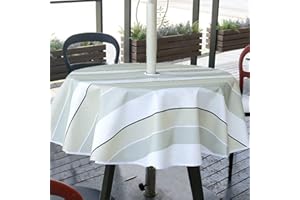 Nappe Ronde avec Trou pour Parasol, 150 cm Nappe d'extérieur avec Fermeture éclair, Nappe de Jardin imperméable en Tissu Oxford 600D, pour Table de Jardin