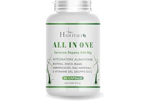 TRICO HAIR ITALY Integratore capelli e Vitamine capelli + serenoa repens+biotina+zinco+Selenio+Saw Palmetto e Caffeina.Multivitaminico Estratti Vegetali e Vitamine,Supporta la crescita aiuta contro la caduta.