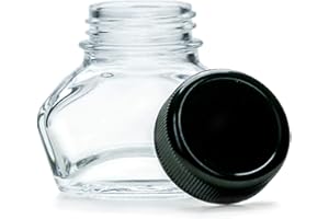 Octopus 1x Tintero, tintero, vaso de joyería con tapón de rosca negro, volumen 30ml, Ø hilo 30mm
