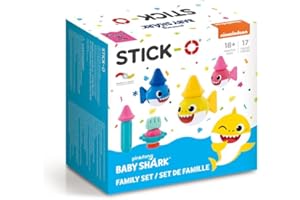 Stick-O magnetische Bausteine für Kinder ab 1 Jahre, kreatives Konstruktionsspielzeug, Lernspielzeug mit Magnet, Baby Shark Family Set für Mädchen und Jungen, Montessori Spielzeug, 17 Teile Set,