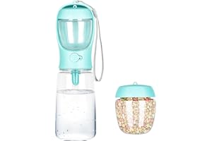 A ABLUMEN Hundetrinkflasche für unterwegs 550ml Hunde Trinkflasche für unterwegs, Wasserflasche für Hund und Katze Wasserflasche Hund Trinkflasche to Go Wassernapf unterwegs 550ml + 100g Futterbehälter (blau)