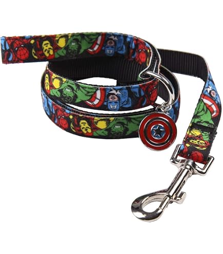 Buckle-Down Hundeleine Captain America – 1,8 M Lang, 1,3 Cm Breit, Mit Marvel-Logo