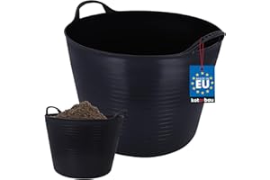 KOTARBAU® Auge en Caoutchouc Élastique 42L Seau Noir avec Poignées de Transport Panier de Jardin Universel et Flexible