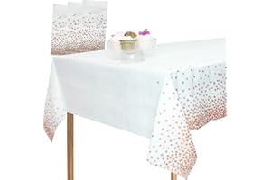 MLMOMVME 3Pcs Rose Gold Dot Table Cloth Plastic Rectangle 137 x 274cm Large Party Table Cover Picnic Baby Shower Birthday Weddings Indoor Outdoor Waterproof Tablecloths