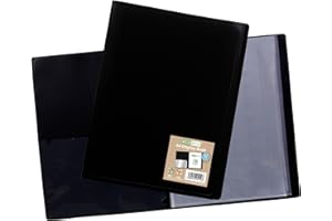 eco-eco A4 100% Recycled 60 Pocket Black Flexible Cover Portfolio Book Folder Display Book, eco114