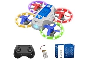Teeggi New Mini Drone con Luces para Niños, RC Quadcopter con Cuatro Protectores, Luces de Control de Voz, 3D Flip, Modo sin Cabeza para Principiantes, Juguetes para Niños(1 Batería)