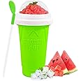 VUCATIN Magic Frozen Slushy Maker Squeeze Cup, Portable Freeze Silica Mug for Ice Cream Milkshake Slush Smoothie, Quick Frozen Slushy Smoothies Ice Cream Maker with Dome Lids (green-400ml)
