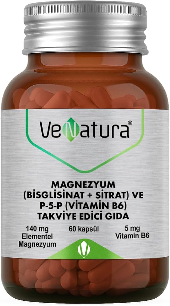 VeNatura Magnezyum (Bisglisinat+Sitrat) ve P5P (Vitamin B6) 60 Kapsül