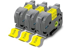 Pristar 3x Compatible con Brother P-Touch 23.6mm HSc-651 Hse-651 Hse 651 Cinta Tubo Termorretráctil para Brother PT-E560BTVP PT-D450 D600 PT-P750W PT-P950NW, Negro sobre Amarillo, 23.6mm x 1.5 m