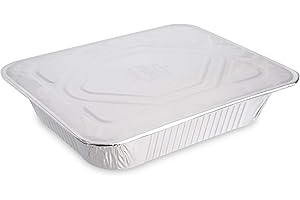 EURO CLASSIC 5 Pack Aluminum Disposable Foil Pans with Aluminum Lids ~ 13 x 9inch (32 X 26cm) ~ Great for Baking Roasting Broiling Cooking Food Storage & More