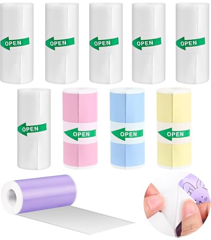 Lot De 12 Rouleaux Papier Thermique Autocollant 57x25 Mm - 5 Couleurs Pour Imprimante Et Appareil Photo Enfant