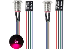 Gebildet 2st 12mm Chassibrytare Värd Metallknapp Stationär dator Värdbrytare Kabel Metall LED Strömknapp ATX Matning På/Av fö