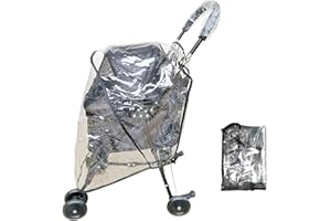Fiacvrs Copertura antipioggia per passeggino per cani, impermeabile, trasparente, pieghevole, con adesivo magico, traspirante, universale, trasparente