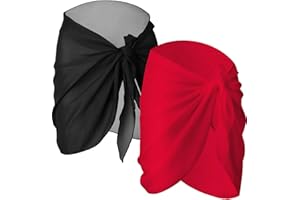 CHUANGDI 2 Pièces Wrap de Plage de Femmes Sarong Couverture de Bikini Jupes Wrap pour Maillot de Bain en Mousseline