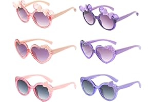 JSTHHTT 6 Paires Lunettes de Soleil Enfant, Coeur et Fleurs Lunette Drole, Mignonnes Licorne Abeille Lunettes, Lunettes de soleil UV400, pour Garçons et Filles