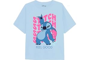 Cotton Soul Lilo & Stitch Wavy Stitch Girls T Shirt, Light Blue