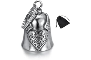 NJCXOLA Campana de moto Guardian Bell para motocicleta, campanilla de motocicleta, amuleto de la suerte, campana de protección de ángel para bendecir la paz, amuleto de la suerte, plata, Talla única