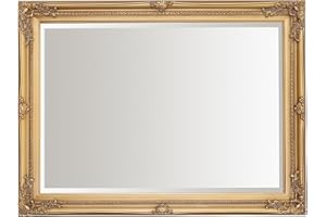 Select Mirrors Rennes Vintage Wall Mirror - Shabby Chic Baroque, Antique, French Design - Solid Wood Frame (Antique Gold, 60cm x 80cm)