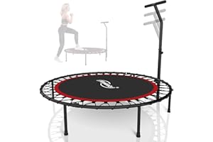 Physionics® Mini trampolino per fitness, pieghevole, manico regolabile in altezza, diametro 101 cm, fino a 120 kg, uso interno/esterno, colore a scelta, trampolino da palestra, aerobica per adulti e