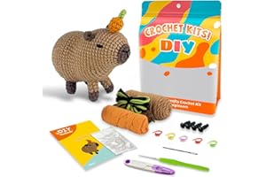 Jeslon Beginners Crochet Starter Kit 1 Set Adorable Capybara Perfect for Novice Crafters, Ideal Creative DIY Gift for Craft Lovers - Step-by-Step Video Tutorials - Knitting Kit for Adult Kids