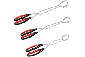 BANSHAN Stainless Steel Cooking Scissor Tongs with Soft Handles Multifunctional Barbecue Charcoal Tongs for Outdoor Barbecue Buffet Party Lengthened Tongs Barbecue Accessories 3 Pack- 9/11/13 Inch