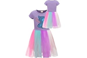 Xpialong Blue Cat Girls' Skirt Casual One-Piece Fluffy Kids Girls Summer Dresses