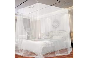 AKORD White Mosquito Canopy Polyester Insect Protection Box Net Travel Double Bed Rectangular, with Slits, 220x200x210cm