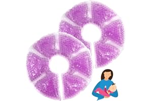 HI FINE CARE Breast Therapy Pads Breast Ice Pack, Hot Cold Breastfeeding Gel Pads, Boost Milk Let-Down with Gel Bead Pads, 2 Count,Purple