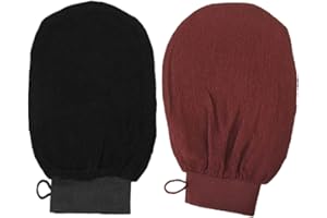 LERKELY 2 guantes exfoliantes para exfoliar el cuerpo y la cara, guantes exfoliantes para el cuerpo y la cara, limpia y purifica tu piel naturalmente, guantes de crin