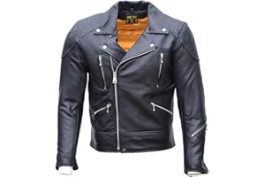 Goldtop 619 Rebel Leather Motorcycle Jacket - Black | Armoured with Removable CE Knox Microlock Armour (48")