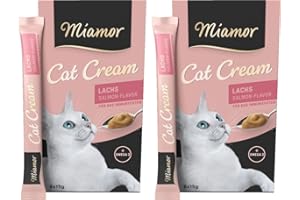 Miamor Cat Snack Cream Salmon | Pack de 2 unidades de 6 x 15 g + 1 bolsa gratis | Una recompensa saludable sin aditivos innecesarios | delicioso aperitivo de Schleck-Snack