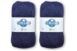 Cottonify Ne 6/4 Pack of 2 100% Combed Cotton Mercerized Crochet and Knitting Yarn| Medium Weight | Gassed & Mercerized Soft Yarn – 186 Yd 100 Grams per Ball | (2, Dark Navy Blue 150)