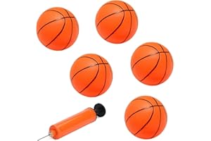TUBAWD 5Pcs Set Mini Basketball, Kids Basketball, Small Basketball Set with Included Pump and Needle Basketball for Kids Teenagers Indoor and Outdoor Play Pool Parties (The Color of The Pump Is Random)