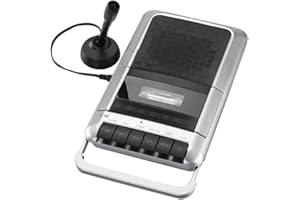 Sylvania SRC124 Cassette Player & Recorder with Microphone, Headphone Jack, Aux in, Black