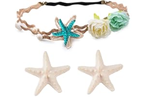 FLOFIA 3 Stück Meerjungfrau Kostüm Haarschmuck Kopfschmuck Seestern Haarband Stirnband Shell Muschel Haarnadel Haarspangen für Damen Mädchen Meerjungfrauen Zubehör Cosplay Hochzeit
