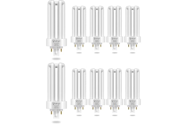 TobeBright 26W 4-stifts Kompakt Lysrör Gx24Q-3-bas, Varmvit 2700K 4-stifts Trippelsvängrör CFL PLT-26W 827-Kontakt i CFL-Glödlampa Energibesparande 3U-form för Kontor Vardagsrum Kök, 10-pack