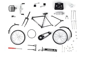 HIFONI Kit Mini modellino di bicicletta retrò fai-da-te per bambini, 1:10 della bicicletta della lega modellino con gonfiatore e valigetta, giocattolo mini bici ornamento da tavolo arte creativa in ferro
