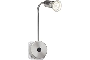 Lightbox Foco de pared LED foco enchufable con brazo flexible y color de luz blanco cálido (3000 K) - 37 cm de altura y 5 cm de diámetro - casquillo GU10 máx. 3 W - luminosidad 250 lm de metal en