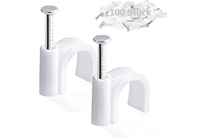 DEKUKAR 100PCS Runde Kabelklemmen Weiß, 6MM Elektrische Kabelwandklemme Kabelnagelklemmen Management, Draht Ordnungsklemmen Pins Kabelstifte für Ethernet, Elektrische Kabel, Steckdosenleiste Wandmontage