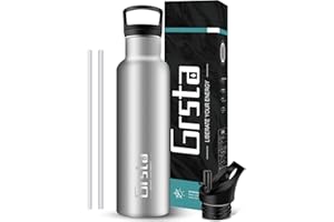 Grsta Botella agua acero inoxidable - 500ml/750ml/1L Botella agua - Botella reutilizable, Botella de agua sin BPA - Botella termo para Deportes, Escuela, fitness, Bicicleta, Al aire libre
