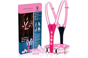 LUMEFIT Warnweste Reflektorweste Sicherheitsweste Reflektierende gelbe Laufwesten mit Armbändern High-Vis für die Sicherheit von Kindern Frauen Männern 8 helle LEDs Tag und Nacht Motorrad Radfahren