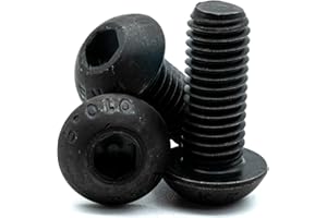 Hippo Hardware M6 (6mm X 12mm) Button Head Screws Black High Tensile 10.9 Hex Allen Socket Bolts (Pack of 100)