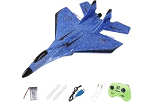 Voulliy RC Plane Remote Control Airplane 2CH 2.4G Remote Control Ready, EPP Foam RC Model Fighter Jet Aircraft for Beginner, Foam Airplane Toys,Easy for Adults and Kids (Blue)