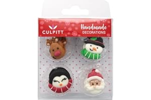Culpitt Christmas Favorites - Decorazioni per dolci e cupcake commestibili, decorazioni per torte e cupcake, motivo: Babbo Natale, Rudolph, pupazzo di neve, pinguino, confezione da 12